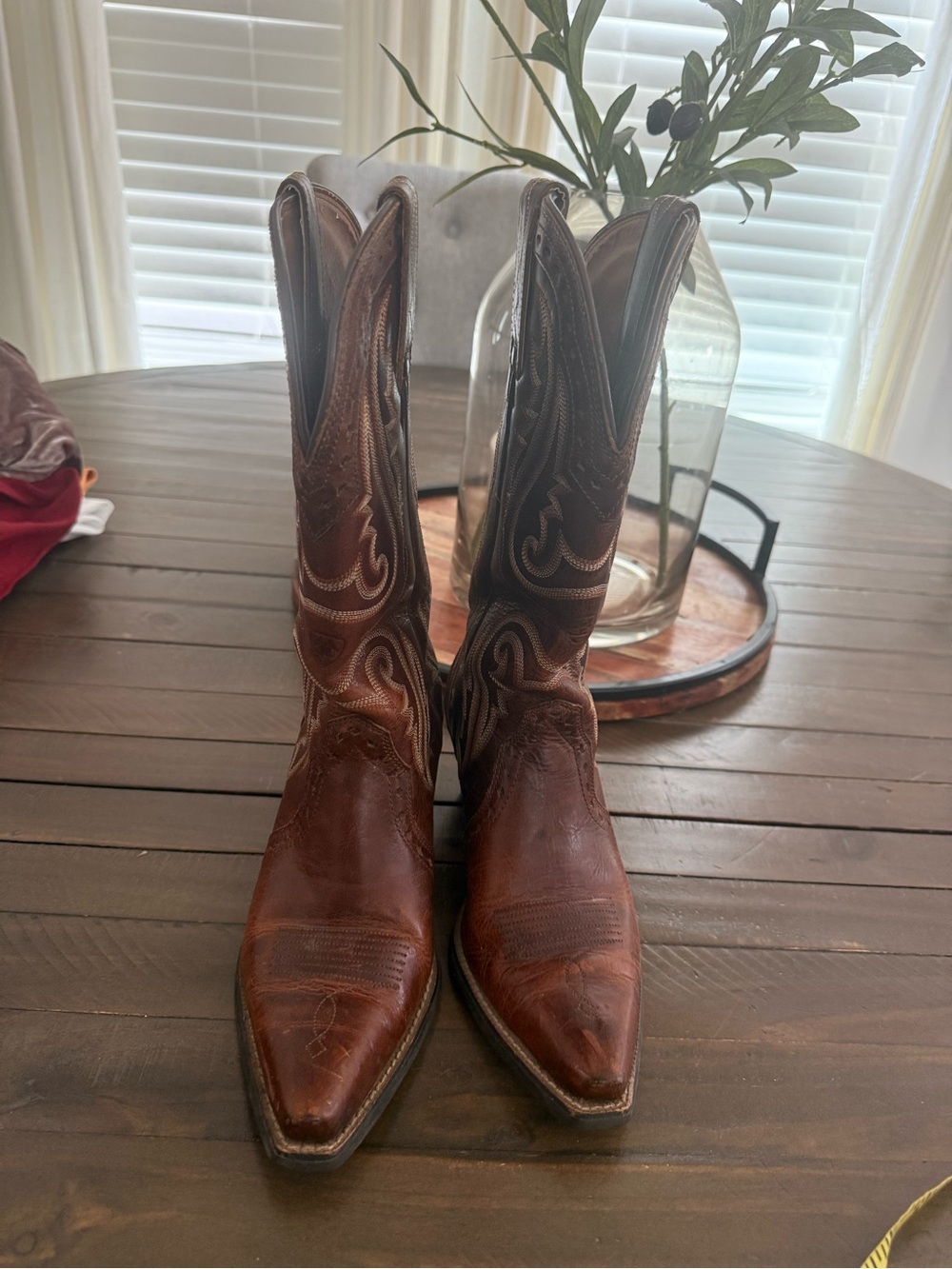 Brown Leather Embroidered Cowboy Boots 6. - Picture 3 of 11